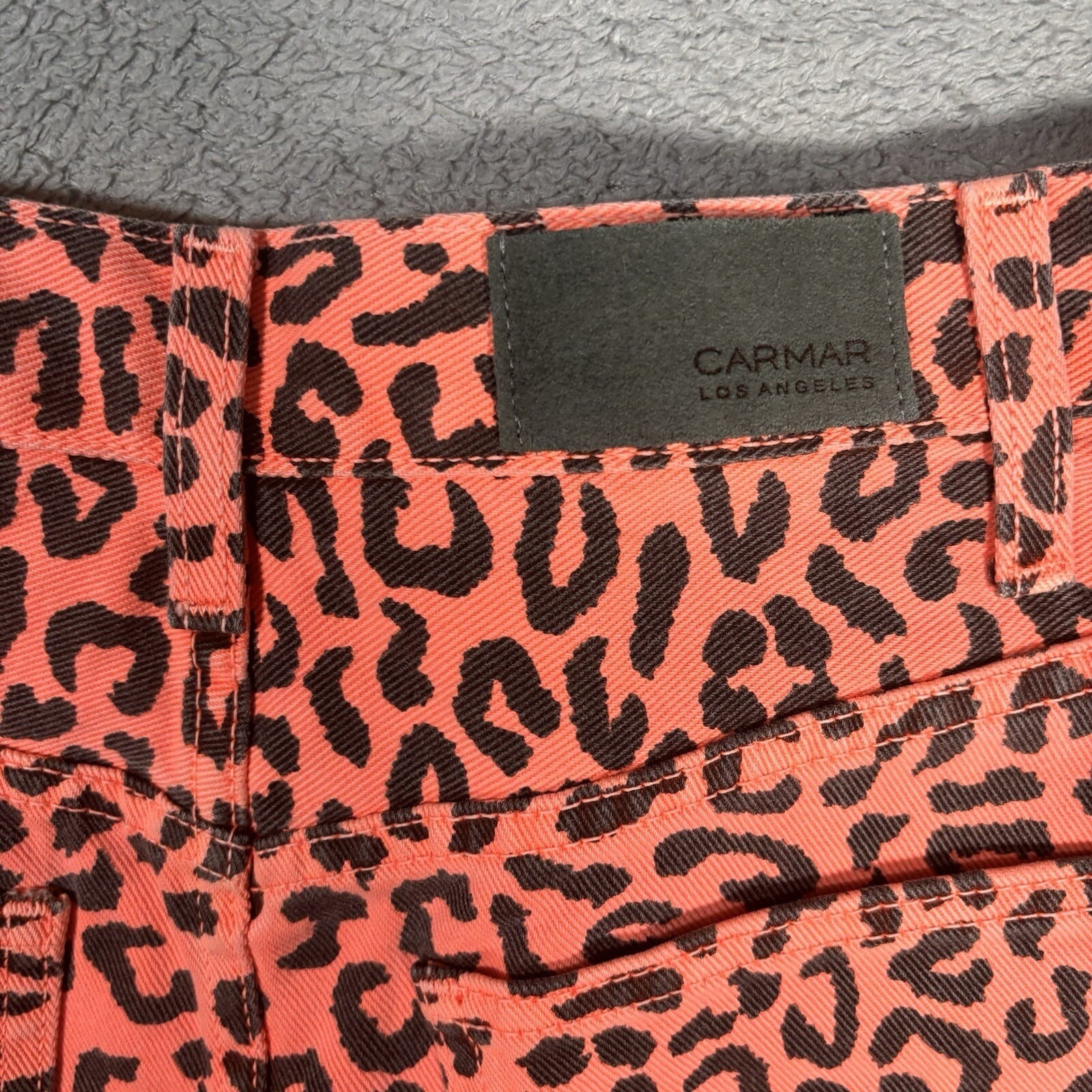 Carmar Denim Neon Orange Leopard Print Zip Front Mini Skirt Nwt Size 25 Y2k — image 8 of 8